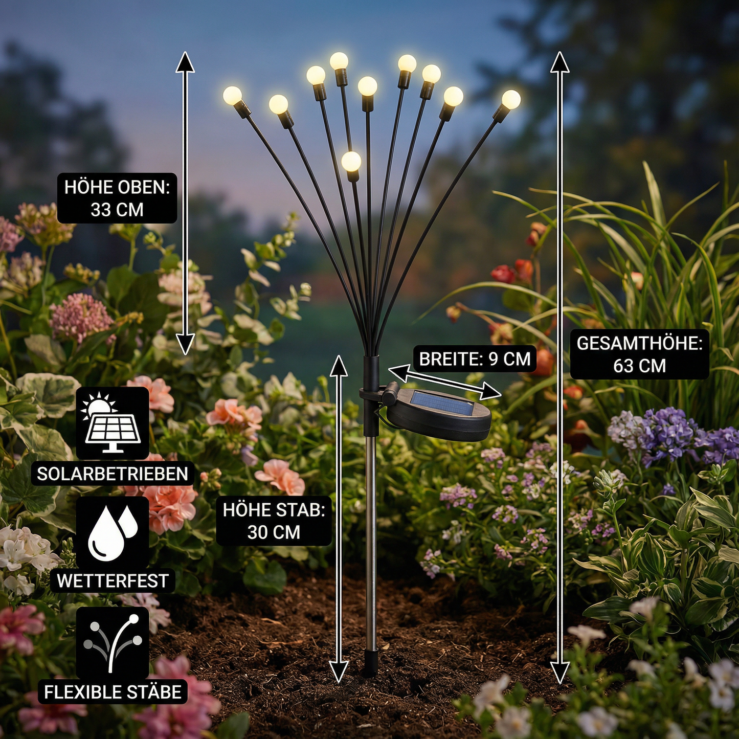 Solar Gartenlichter im Glühwürmchen-Design – Stimmungsvolle Beleuchtung für den Außenbereich